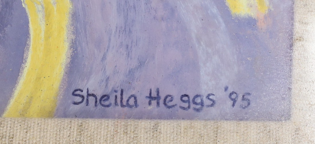 Sheila Heggs, pastel, Hot Rocks, signed and dated '95, 36 x 53 cm.